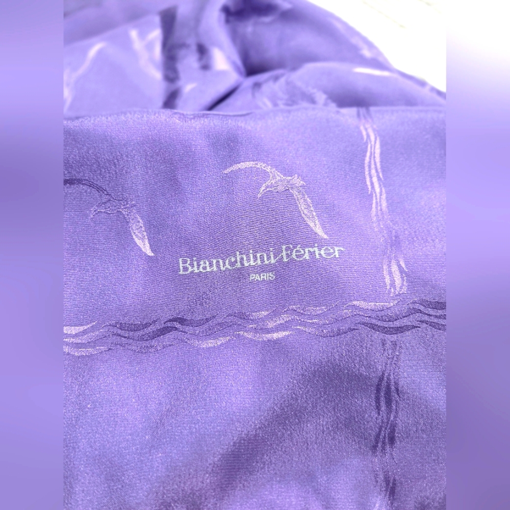 Vintage Bianchini Férier Paris Lavender Silk Scarf Sea Birds 30" x 30"